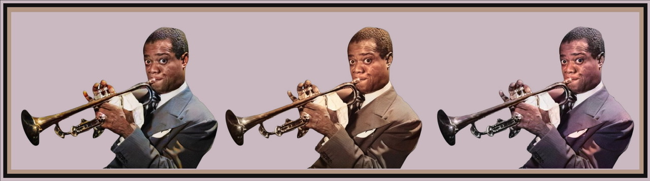 Three identical photographs centered horizontally using three different colorizer programs.