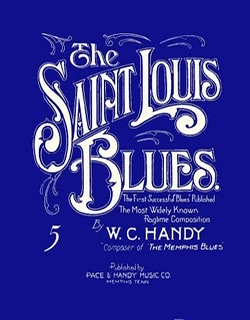 Album cover in dark blue for the song "St.Louis Blues" written by W. C. Handy.