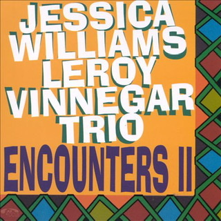 The album cover for "Encounters, Volume 2" by the Jessica Williams trio with walking bassist Leroy Vinnegar and drummer Mel Brown.