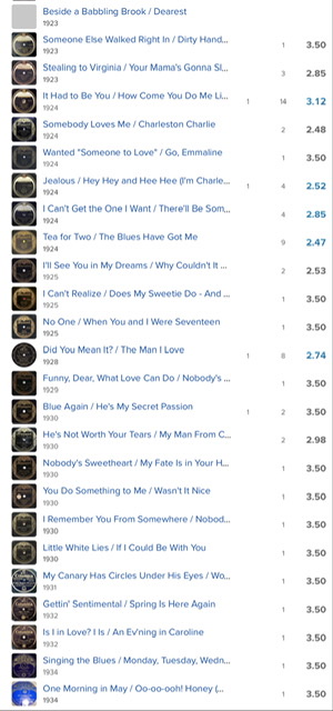 List of Marion Harris's song recordings