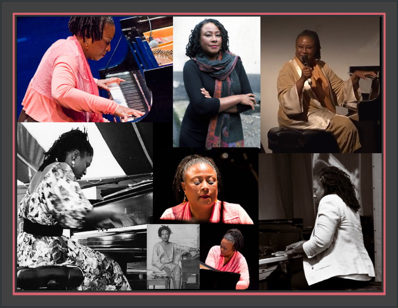 A collage of Geri Allen with photos from flickr.com many by Timothy Forbes taken on the closing night of the Washington Women in Jazz Festival on March 27, 2013.