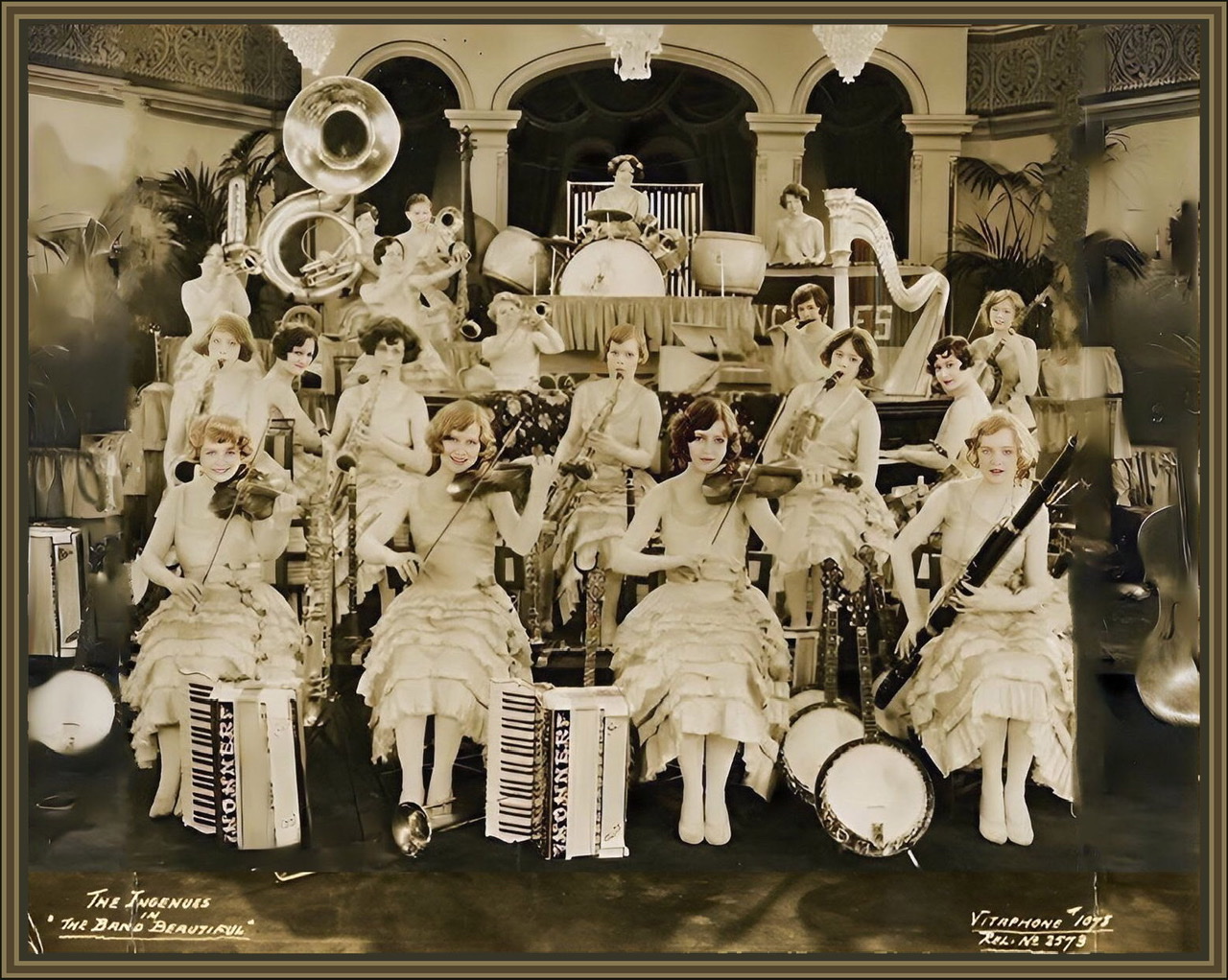 A sepia photograph of The Ingenues in 1928 from the short film "The Band Beautiful."