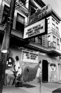 A black and white photograph of the jazz club "Keystone Korner' taken in 1982.