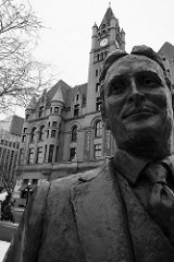 Photo by Aaron Brown of statue of F. Scott Fitzgerald at Landmark Center in St. Paul, MN taken January 25, 2008