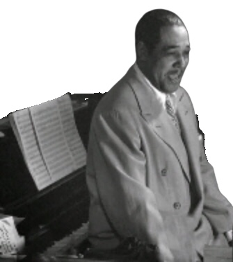 Detail of portrait of Duke Ellington and his dressing room by photographer William P. Gottlieb at the Paramount Theater, New York, N.Y., ca. September 1946.