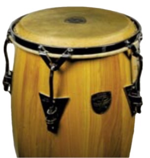 A picture of Dizzy Gillespie's yellow conga drum he used in performance with J.C. Heard and his Orchestra at the 1987 Montreux-Detroit Jazz Festival as shown in the sales catalog.