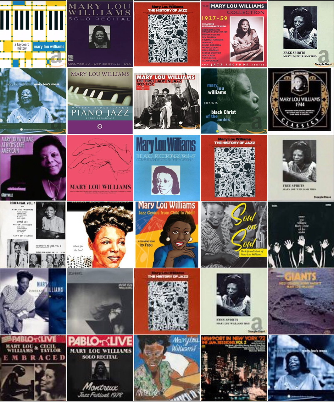 A collage of Mary Lou Williams album covers.